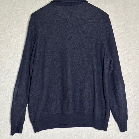 Vineyard Vines Sweater Mens Large Navy Blue Quarter Zip Mock Neck Comfort Knit - Picture 2 of 9